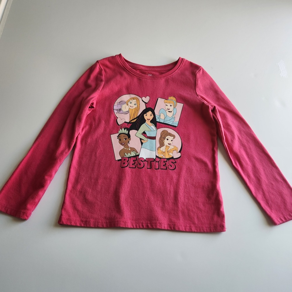 Disney Girls Pink Princess Besties Long Sleeve Graphic Tee Size‎ 5